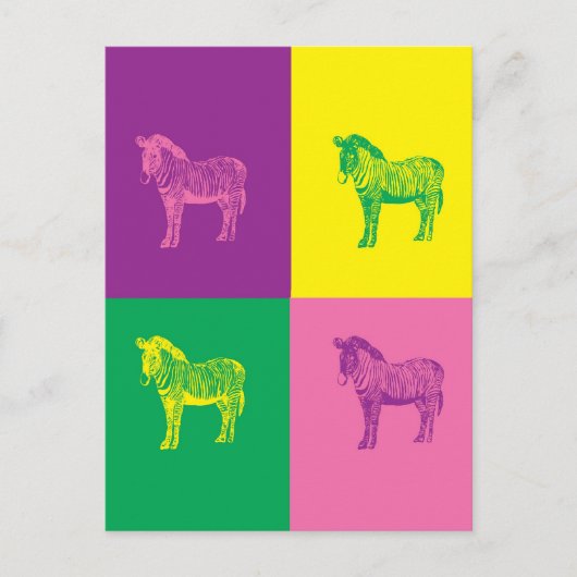 Pop Art Zebra Postkarte (Vorderseite)