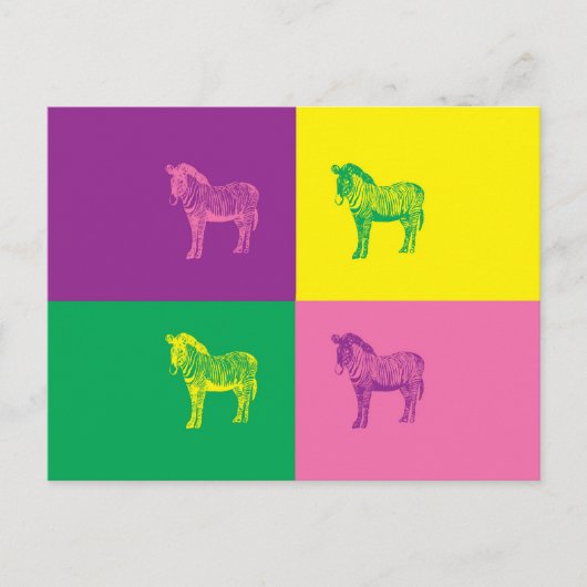 Pop Art Zebra Postkarte (Vorderseite)