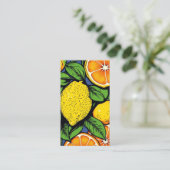 Pop-Art-Zitronen Limette mit QR-Code Visitenkarte (Stehend Vorderseite)