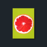 Pop Art Zitrusfrüchte Leinwanddruck<br><div class="desc">Eine niedliche und farbenfrohe rosa Grapefruitscheibe aus einem Originalgemälde des Künstlers Sacha Grossel. Dieses große Zitrusfrüchte im Stil eines Pops ist rosa und sehr hell und farbenfroh,  vor einem individuell gestaltbaren,  limig grünen Hintergrund. Quirkisch und originell.</div>