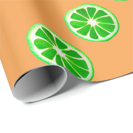 Pop Art Zitrusfrüchte Limone Früchte Original Aqua Geschenkpapier (Rolleneckpunkt)