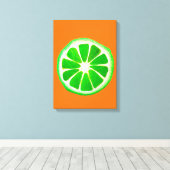 Pop Art Zitrusfrüchte Limone Früchte Original Aqua Leinwanddruck (Insitu (Holzboden))