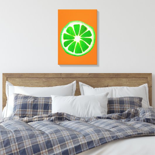 Pop Art Zitrusfrüchte Limone Früchte Original Aqua Leinwanddruck (Insitu (Schlafzimmer))