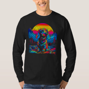 Pop-Artist Dachshund-Hund Sonnenuntergang T-Shirt
