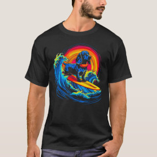 Pop-Artist Dachshund Hund Surft T-Shirt