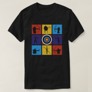Pop Artistic Archery Sports and Player Silhouette T-Shirt