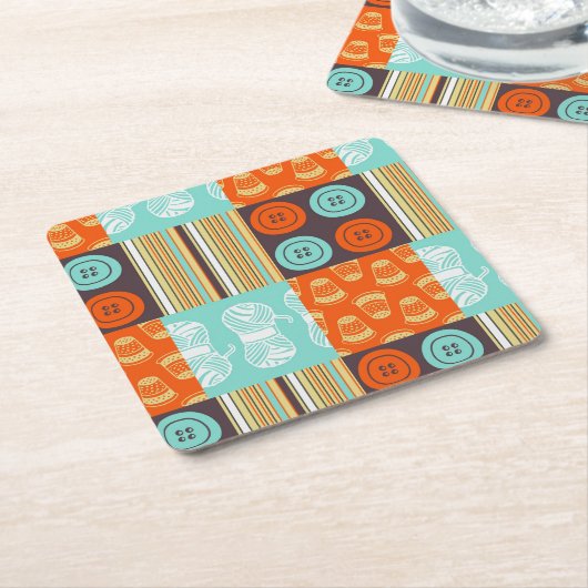 Pop-Artmuster - nähend Rechteckiger Pappuntersetzer (angewinkelt)