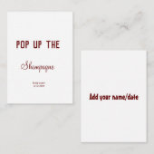 POP AUF DEM SHAMPAGNE-BRAUTPARTY MITTEILUNGSKARTE (Vorne/Hinten)