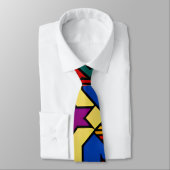 Pop auf Hexagon-Blume Red Blue Isometric Muster Krawatte (Gebunden)