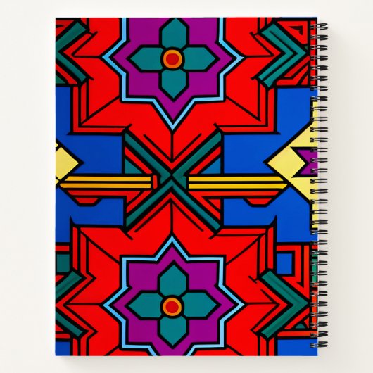 Pop auf Hexagon-Blume Red Blue Isometric Muster Notizblock (Rückseite)