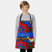 Pop auf Hexagon-Blume Red Blue Isometric Muster Schürze (Getragen)