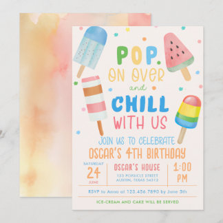 Pop auf Over and Chill Ice Creme Kindergeburtstag Einladung