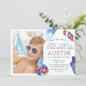 Pop auf Over & Chill | Popsiver Kindergeburtstag F Einladung (Stehend Vorderseite)