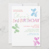 Pop auf über 3. Geburtstag Ballon Dog einladen Einladung (Vorderseite)