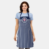 Pop aus Kuchen Kurveln Navy Blue Stripes Bäckerei Schürze (Getragen)