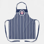 Pop aus Kuchen Kurveln Navy Blue Stripes Bäckerei Schürze (Vorderseite)