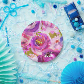 Pop aus rosa Lila Gold Moderne, trendige, florale  Pappteller (Party)