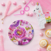 Pop aus rosa Lila Gold Moderne, trendige, florale  Pappteller (Party)