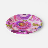 Pop aus rosa Lila Gold Moderne, trendige, florale  Pappteller (Schrägansicht)