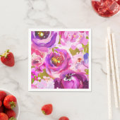 Pop aus rosa Lila Gold Moderne, trendige, florale Serviette (Beispiel)