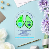 Pop Baby Boy Blue Pea Baby Dusche nach Maß Acryleinladungen (Insitu (Hochzeit))