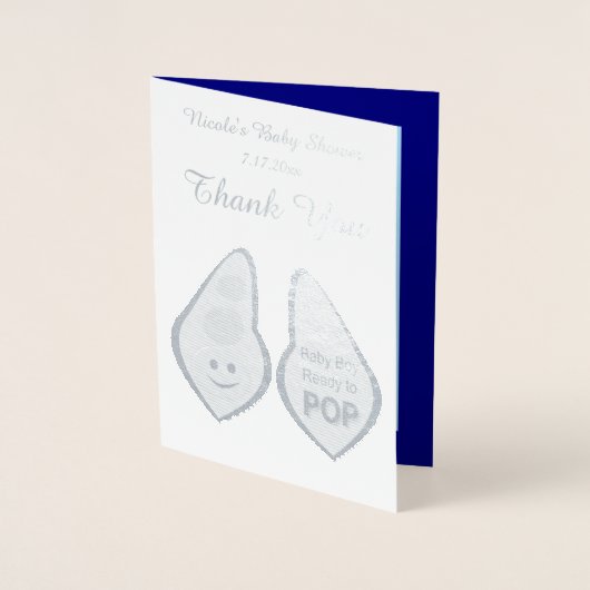 Pop Baby Boy Blue Pea Baby Dusche nach Maß Folienkarte (Vorderseite)