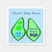 Pop Baby Boy Blue Pea Baby Dusche nach Maß Serviette (Vorderseite)