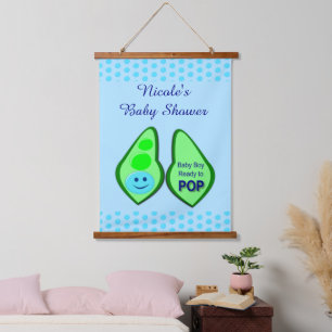 Pop Baby Boy Blue Pea Baby Dusche nach Maß Wandteppich Mit Holzrahmen