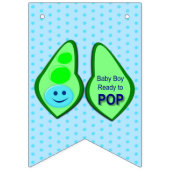 Pop Baby Boy Blue Pea Baby Dusche nach Maß Wimpelkette (Erste Fahne)