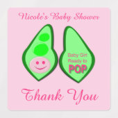 Pop Baby Girl Pink Pea Babydusche nach Maß Etiketten (Design 1)