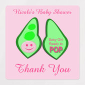 Pop Baby Girl Pink Pea Babydusche nach Maß Etiketten (Design 2)