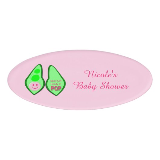 Pop Baby Girl Pink Pea Babydusche nach Maß Namenschild (Vorderseite)