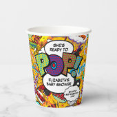 Pop Baby Shower Fun Comic Book Pappbecher (Rückseite)