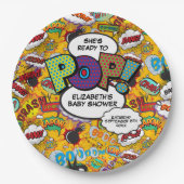 Pop Baby Shower Fun Comic Book Pappteller (Vorderseite)