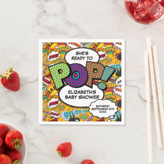 Pop Baby Shower Fun Comic Book Serviette (Beispiel)