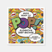Pop Baby Shower Fun Comic Book Serviette (Vorderseite)