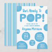 Pop-Babydusche, blau Einladung (Vorne/Hinten)