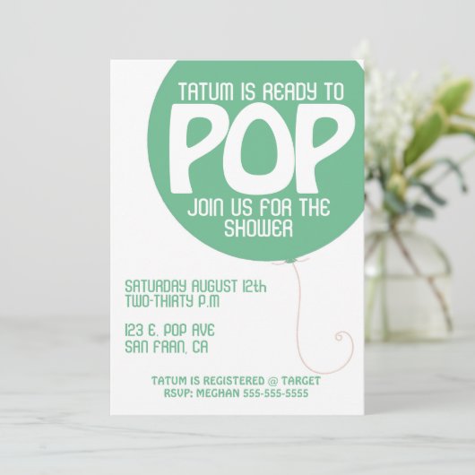 POP Babydusche Einladung (Stehend Vorderseite)