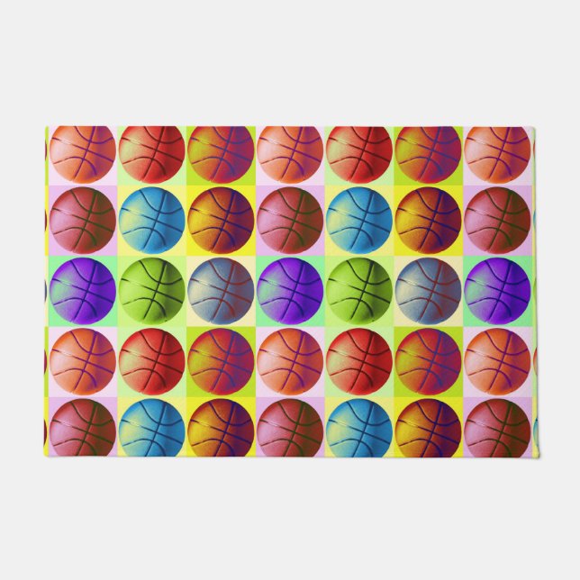 Pop Basketball Kunstwerk Kunst Fußmatte (Vorderseite)