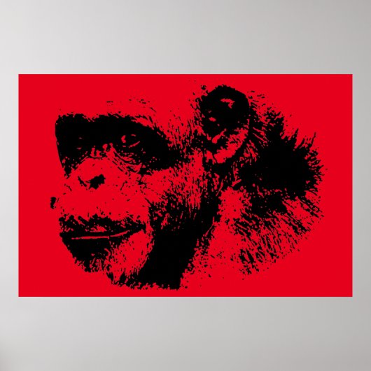 Pop Black & Red Chimpanze Poster (Vorne)