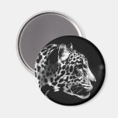 Pop Black & White Jaguar Magnet (Vorderseite/Rückseite)