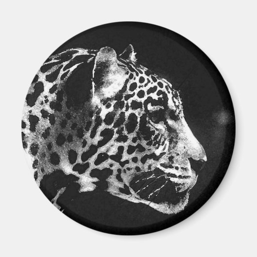 Pop Black & White Jaguar Magnet (Vorne)