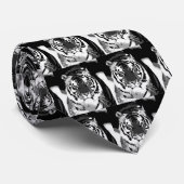 Pop Black & White Tiger Krawatte (Gerollt)