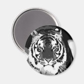 Pop Black & White Tiger Magnet (Vorderseite/Rückseite)
