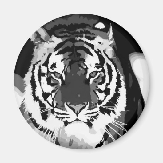 Pop Black & White Tiger Magnet (Vorne)