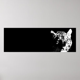 Pop Black & White Tiger Poster
