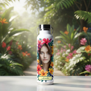 Pop Bloom Muster zwei Gesichter Trinkflasche