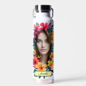 Pop Bloom Muster zwei Gesichter Trinkflasche (Vorne)