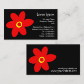 Pop Blume II - Schwarz Visitenkarte (Vorne/Hinten)