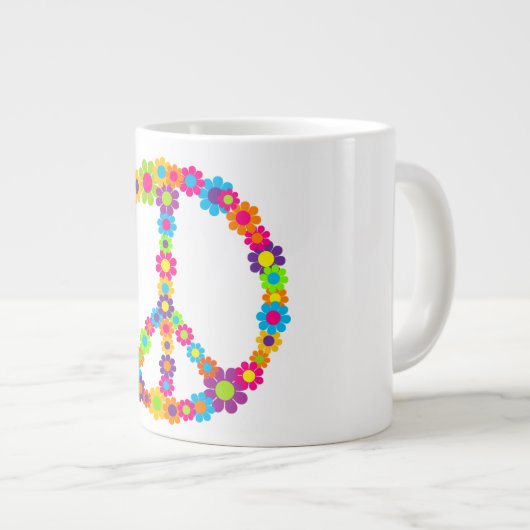 Pop Blume Power Frieden Jumbo-Tasse (Vorderseite Rechts)